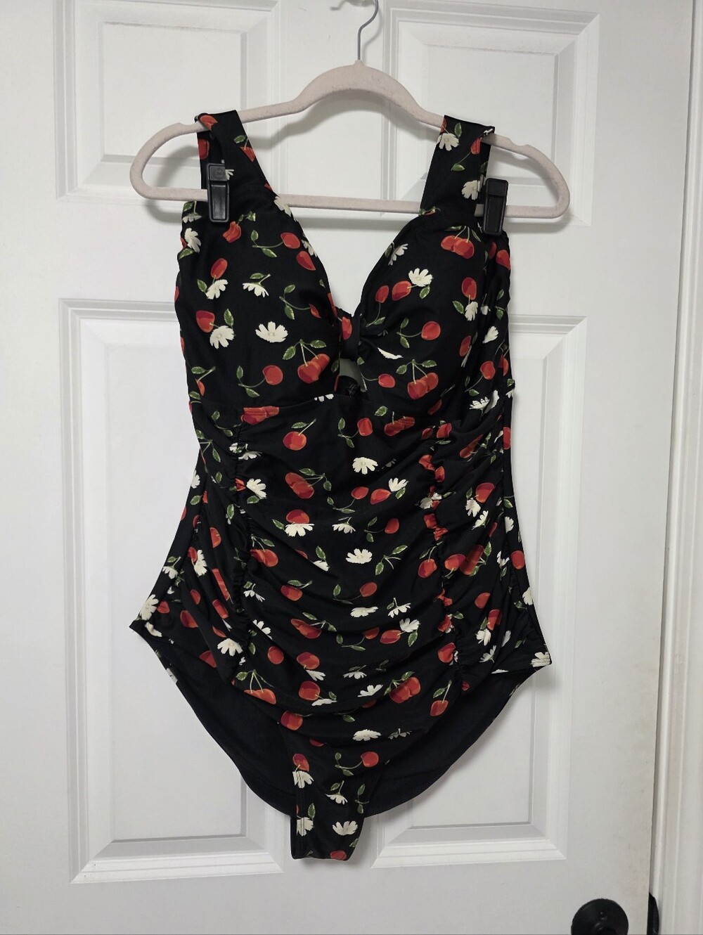 Torrid Cherry Floral Ruched Halter One Piece Swimsuit Size 3